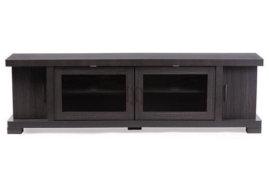 CasaFoyer Viveka Espresso TV Stand with Glass Doors, Wood Cabinets, and Ample Storage | Fits up to 75" Flat Screen TV | Stylish and Functional | Easy Assembly | Made in Malaysia