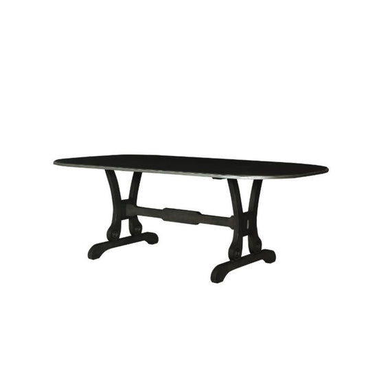 CasaFoyer House Beatrice European Romanticism Dining Set - Timeless Elegance, Wooden Table, Faux Leather Chairs, Two-Toned Finish, Sleek Design