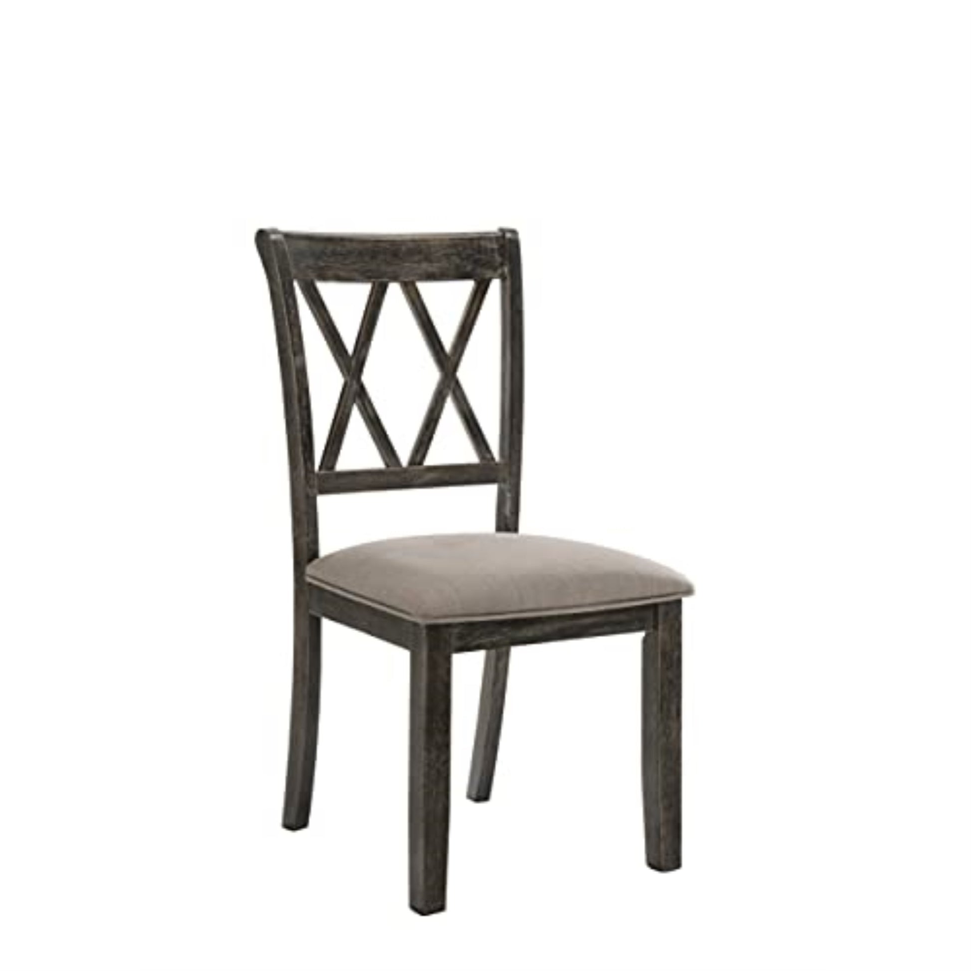 CasaFoyer Claudia II Counter Side Chair - Wooden Frame, Linen Upholstery, Double "X" Design - Set of 2