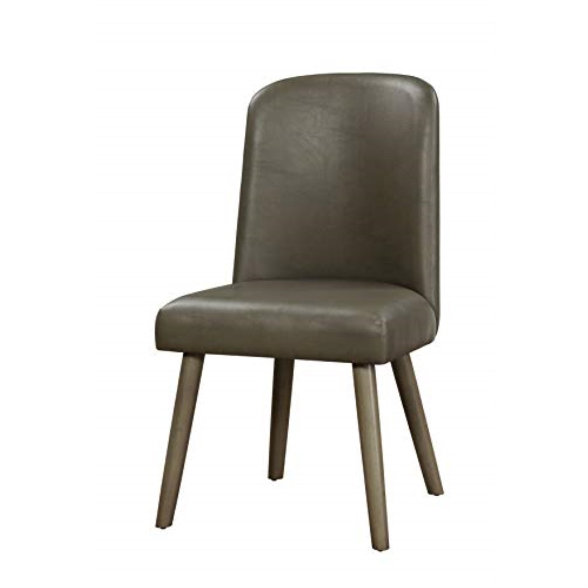 CasaFoyer Waylon Contemporary Armless Side Chairs - Set of 2, Padded Seats, Brown PU Upholstery, Gray Oak Legs, Modern and Stylish Dining Chairs