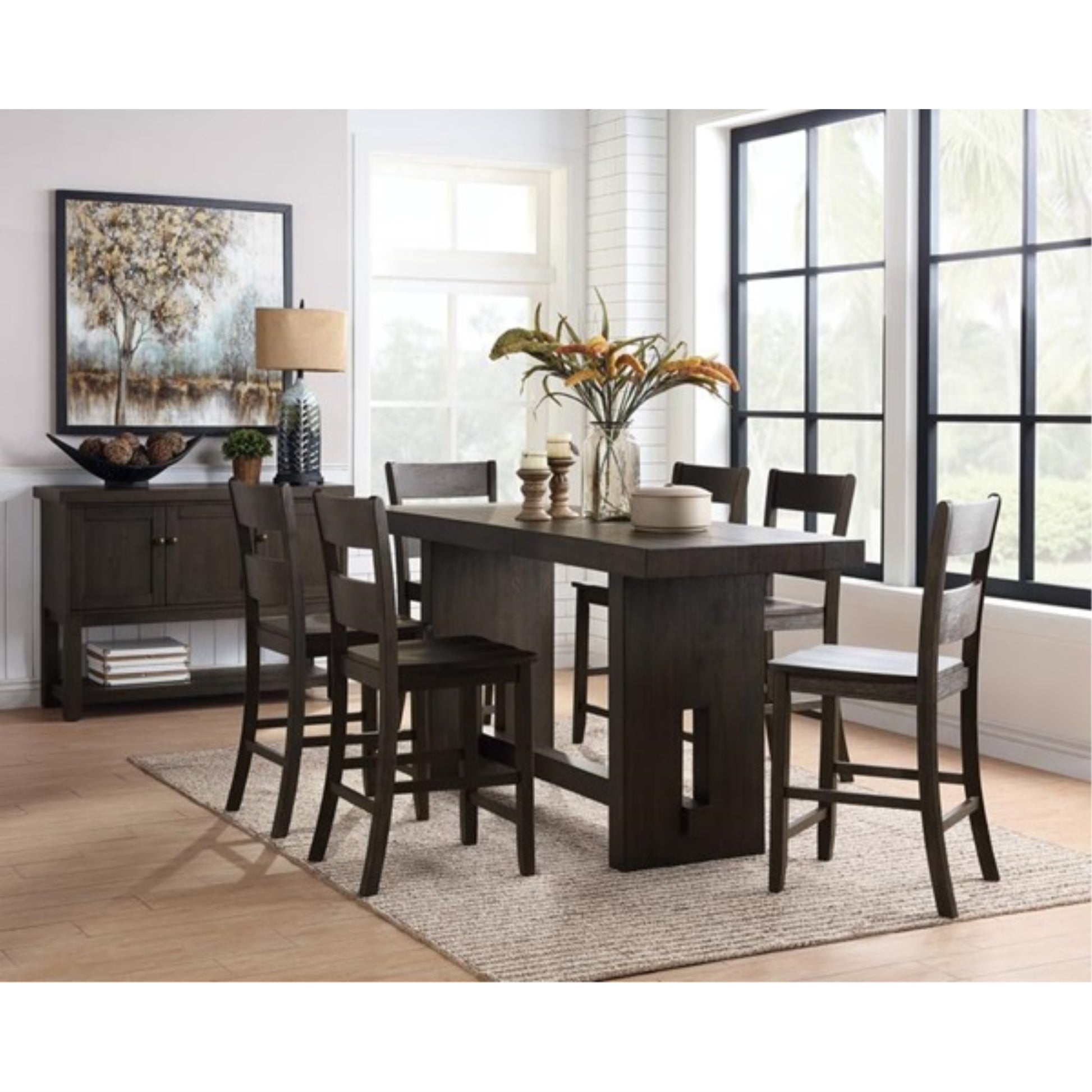 CasaFoyer ACME Haddie Counter Height Chair (Set-2) in Distressed Walnut - Stylish & Durable Dining Chairs from Vietnam (Product Code: 72222)