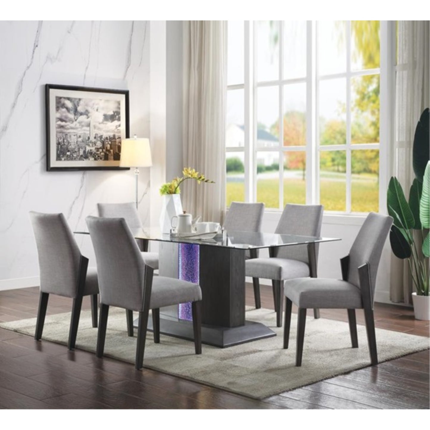 CasaFoyer ACME Bernice Side Chair (Set of 2) - Fabric & Gray Oak Finish - Stylish and Comfortable Seating Option for Dining or Living Space
