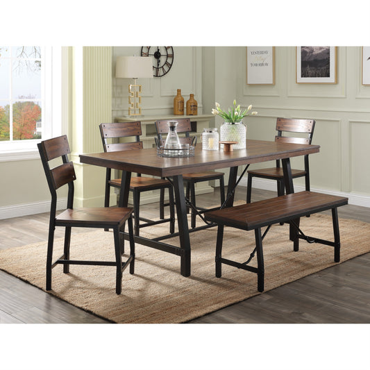 CasaFoyer Mariatu Dining Table - Elegant Wood Design with Metal Sled Base and Crossbar Support - Enhance Your Dining Area with Sophistication