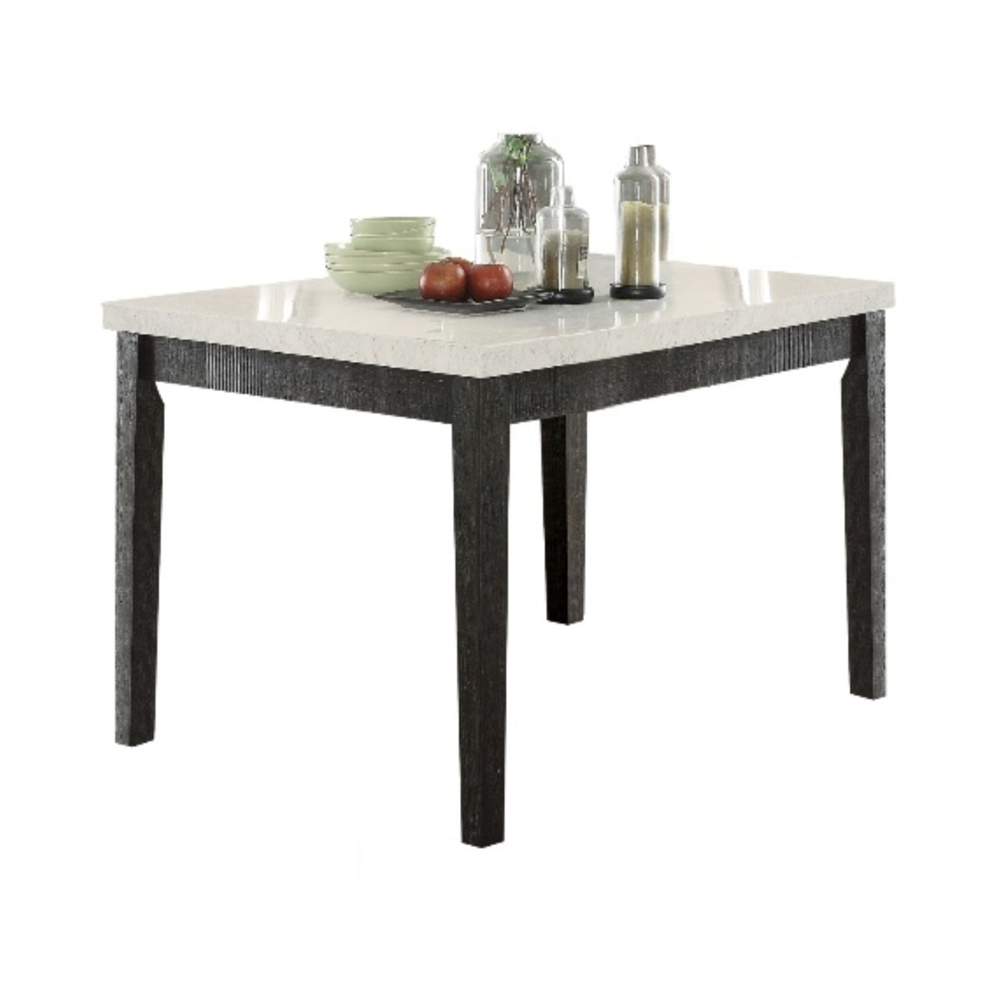 CasaFoyer Acme Furniture Nolan Counter Height Table - White Marble Top, Salvage Dark Oak Base - 54" x 54" x 36" - Wood & Engineered Wood - Nolan Collection