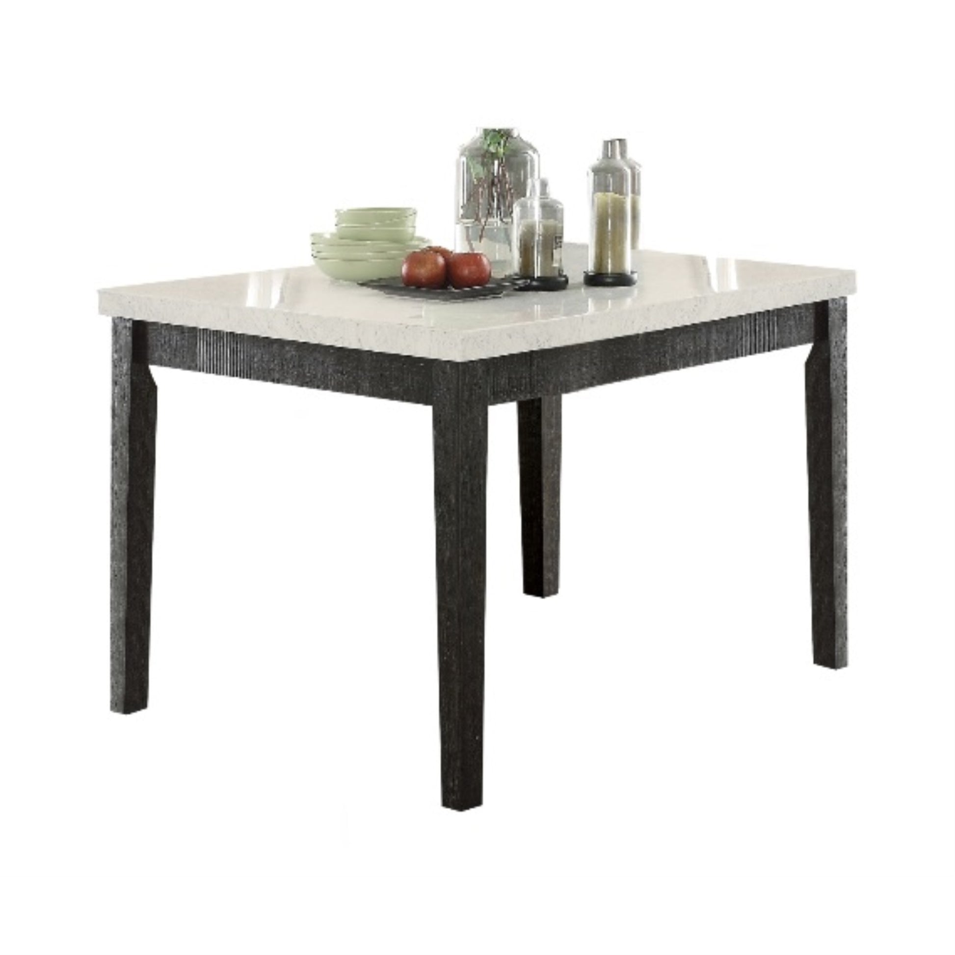 CasaFoyer Acme Furniture Nolan Counter Height Table - White Marble Top, Salvage Dark Oak Base - 54" x 54" x 36" - Wood & Engineered Wood - Nolan Collection