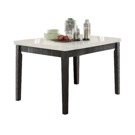 CasaFoyer Acme Furniture Nolan Counter Height Table - White Marble Top, Salvage Dark Oak Base - 54" x 54" x 36" - Wood & Engineered Wood - Nolan Collection