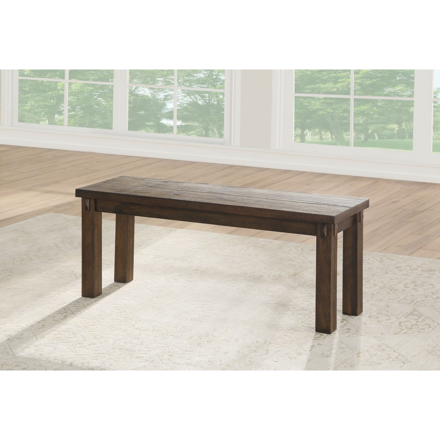 CasaFoyer Nabirye Dark Oak Bench - Wood Veneer, 48x15x18, Backless Design, Stable Square Legs, KD Form, Acme Furniture