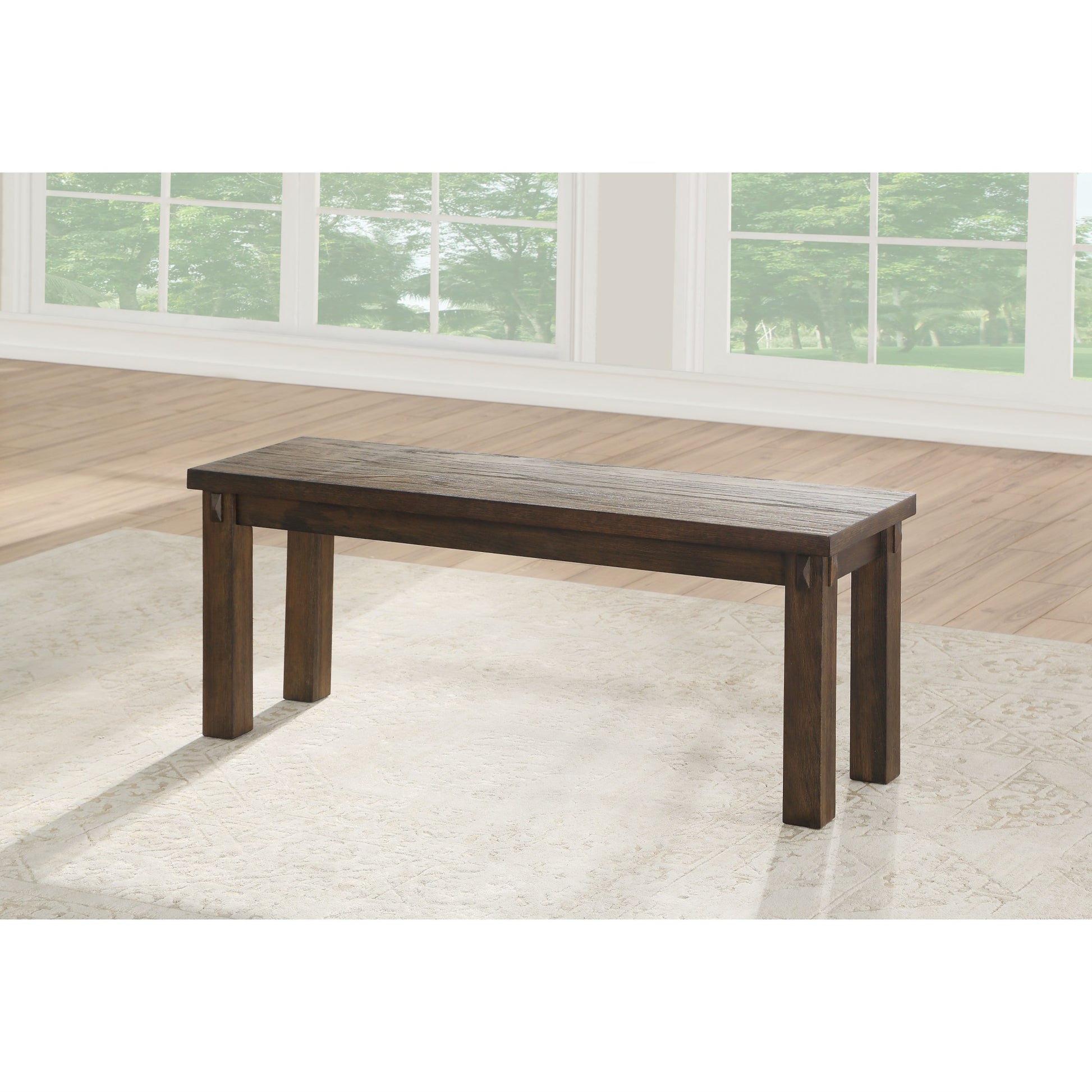 CasaFoyer Nabirye Dark Oak Bench - Wood Veneer, 48x15x18, Backless Design, Stable Square Legs, KD Form, Acme Furniture