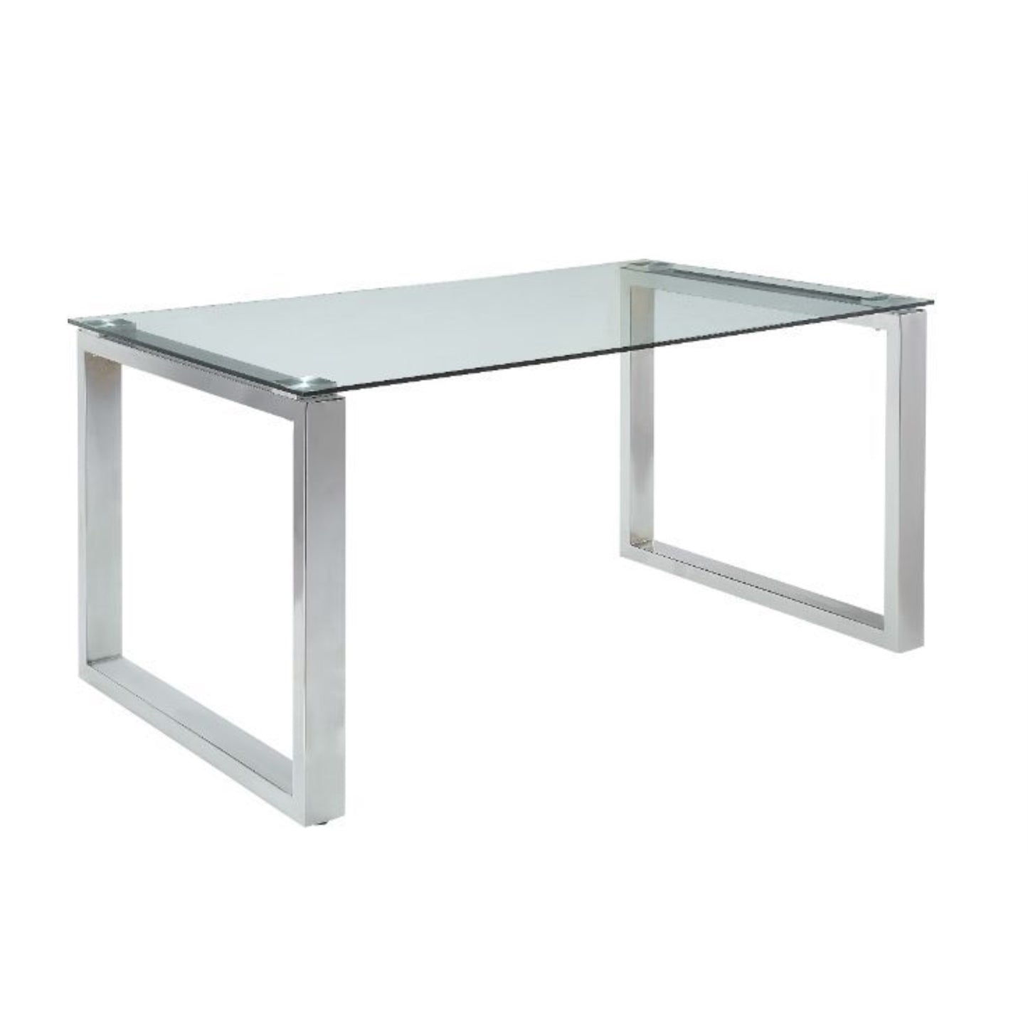CasaFoyer "Abraham Modern Glass Top Dining Table with Chrome Base - Sleek & Stylish Design, Seats 6 - Easy-to-Clean, Space-Enhancing"