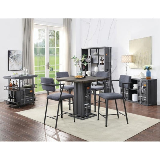 CasaFoyer ACME Furnitures Counter Height Chair (Set-2) - Fabric & Gunmetal, Elegant Dining/Kitchen Chairs by ACME