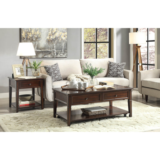 CasaFoyer Malachi Rectangular Coffee Table with Lift Top & Bottom Shelf in Walnut - 48" x 26" x 20" - Wood Veneer - Acme Furniture