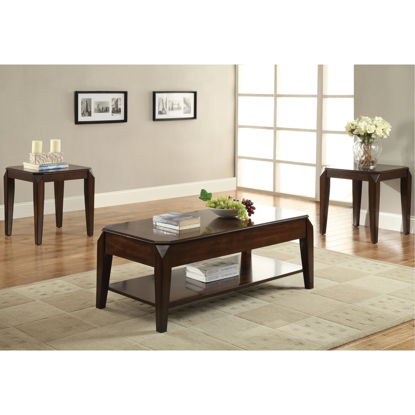 CasaFoyer Acme Furniture Docila Coffee Table - Walnut, Rectangular Leg Table with Lift Top and Bottom Shelf, 47"x23"x18.5"