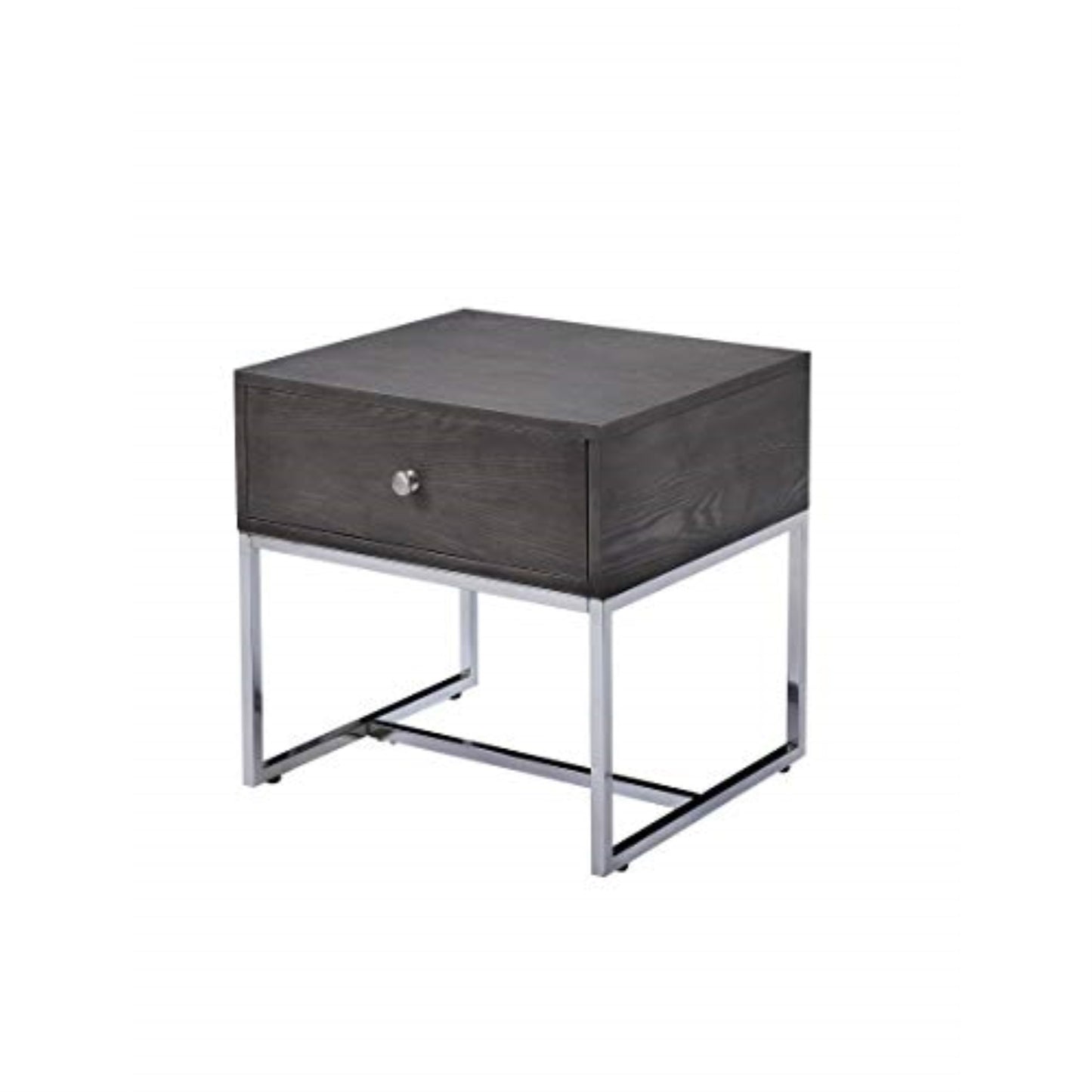 CasaFoyer Iban End Table - Gray Oak Finish, Metal Sled Base - Contemporary Design, Space-Optimizing, Modern Flair