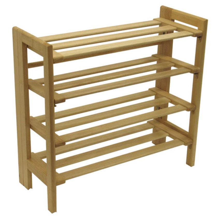 CasaFoyer Clifford Shoe Rack - Ample Storage for 12 Pairs of Shoes | Stackable Design | Solid Wood with Natural Finish | Easy Organization | 27.8"W x 11.5"D x 25.9"H