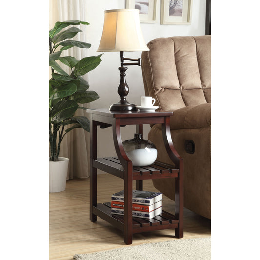 CasaFoyer Wasaki Rectangular Side Table with USB Charging Dock and Open Storage - Espresso Finish - 13x20x24 inches - Wood Veneer - Sturdy Construction