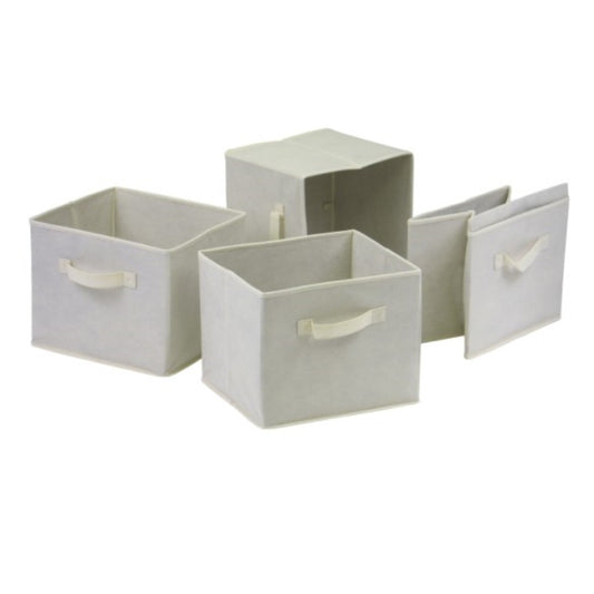 CasaFoyer Foldable Beige Fabric Baskets - Set of 4 | Versatile Storage Solution for Home Organization | 10.9"W x 10"D x 9"H | Ideal for Magazine, Toy, and Art Storage | Easy Assembly & Convenient Foldable Design