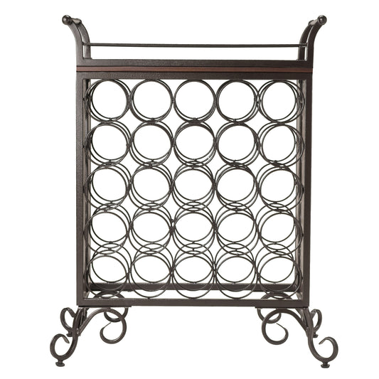CasaFoyer Silvano 5x5 Wine Rack with Removable Tray - Holds 25 Bottles - Dark Bronze Finish - Adjustable Feet - Durable & Stylish - Assembly Required