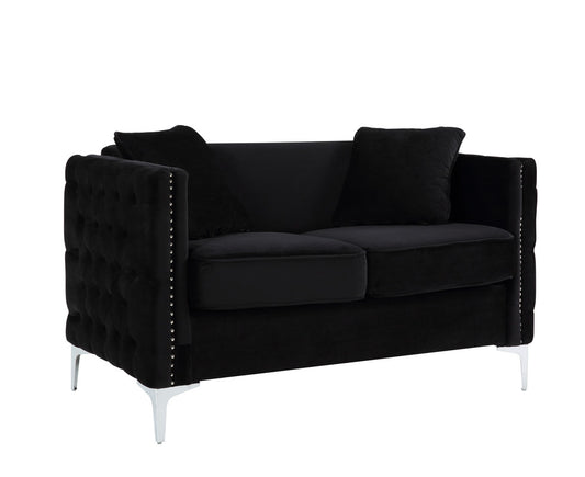 CasaFoyer Bayberry Collection Premium Wood Loveseat Couch with Button Tufting, Nail-Head Trim, and Lumbar Support - Elegant and Comfortable Living Room Furniture