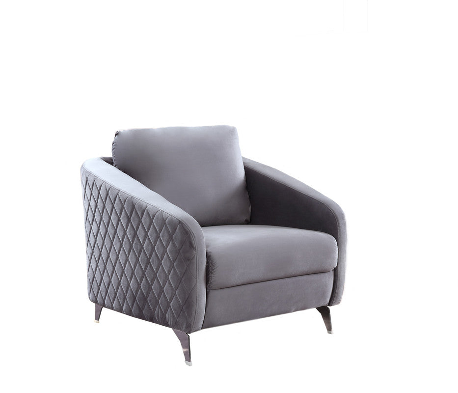 CasaFoyer Sofia Collection: Premium Wood & Velvet Accent Armchair with Diamond Stitching & Chrome Legs