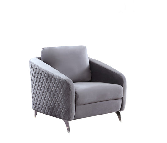 CasaFoyer Sofia Collection: Premium Wood & Velvet Accent Armchair with Diamond Stitching & Chrome Legs