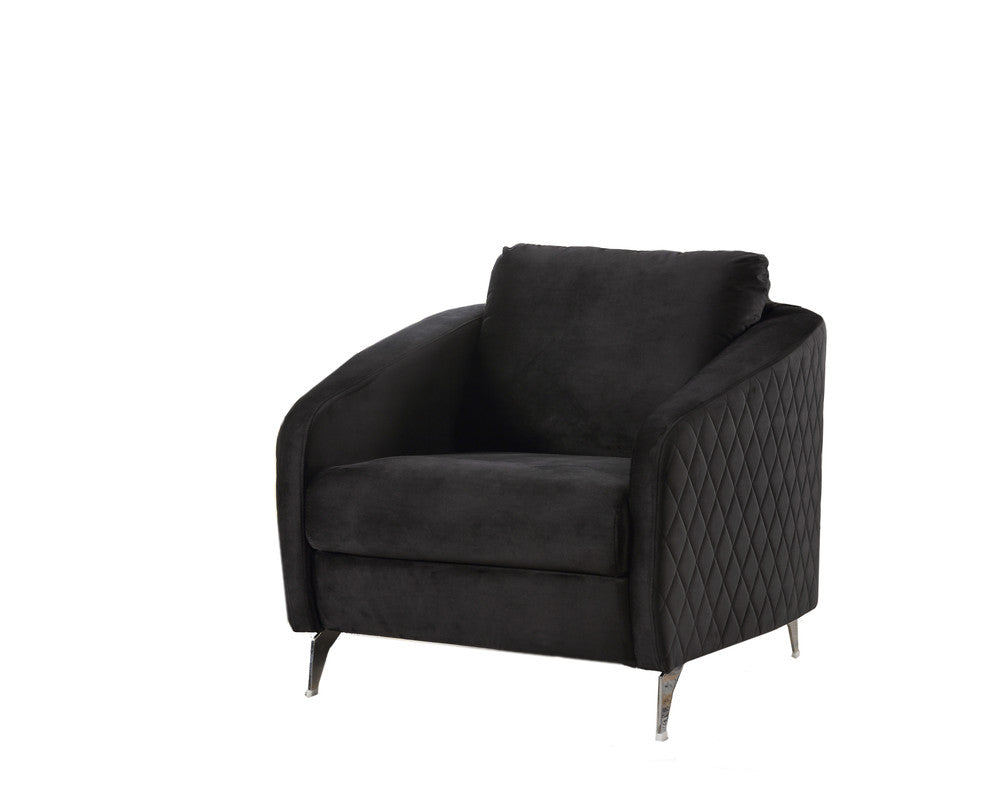 CasaFoyer Sofia Collection: Premium Wood and Velvet Accent Armchair with Diamond Stitching and Chrome Legs