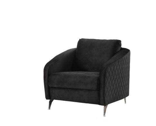 CasaFoyer Sofia Collection: Premium Wood and Velvet Accent Armchair with Diamond Stitching and Chrome Legs