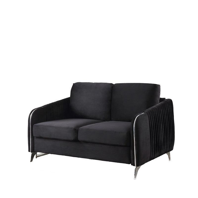 CasaFoyer Hathaway Collection Premium Wood Velvet Loveseat - Elegant, Handcrafted Design with Chrome Metal Lining Arms & Legs. Comfortable & Stylish.