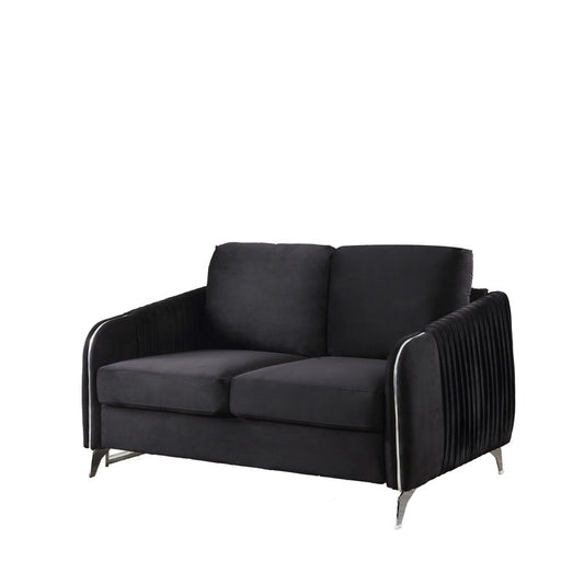 CasaFoyer Hathaway Collection Premium Wood Velvet Loveseat - Elegant, Handcrafted Design with Chrome Metal Lining Arms & Legs. Comfortable & Stylish.