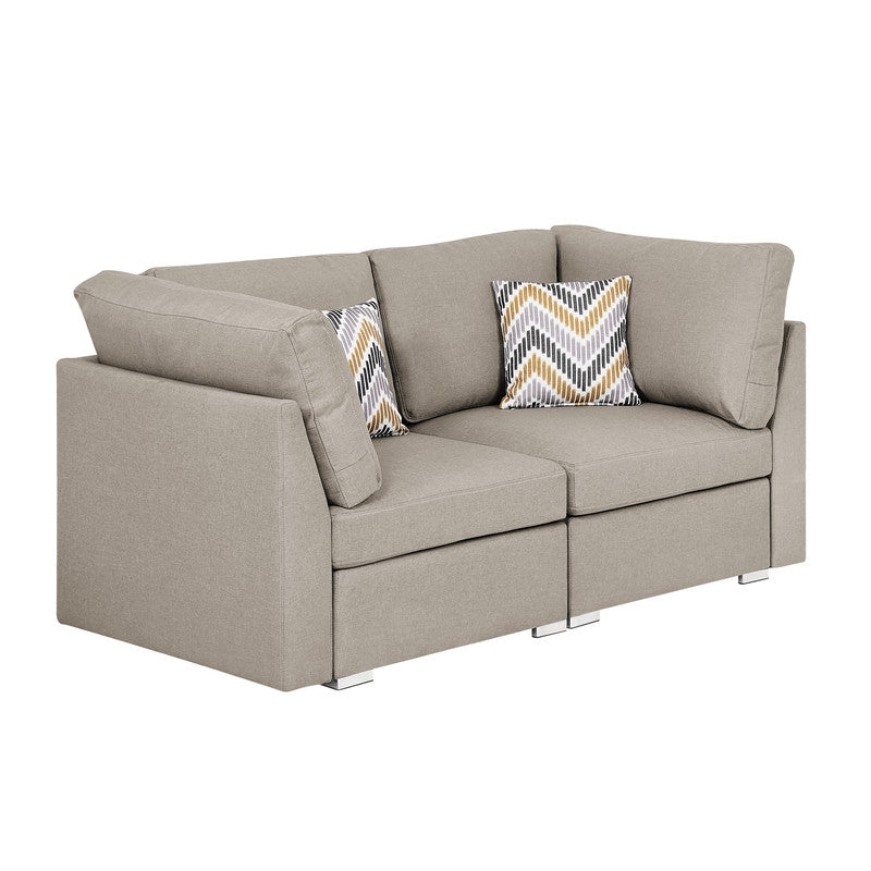 CasaFoyer Amira Collection Beige Linen Couch with Pillows - Comfortable, Stylish, and High-Quality Sofa for Living Rooms, Apartments, Condos, and Bedrooms