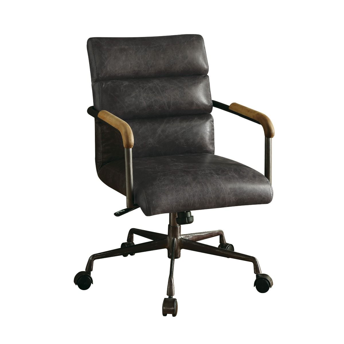 CasaFoyer Acme Furniture Harith Antique Slate TGL Office Chair - Adjustable Height, Swivel Seat, Top Grain Leather Cushion, Metal Base