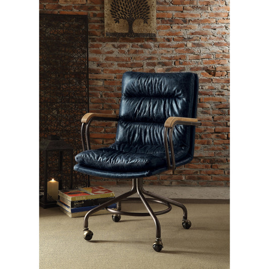 CasaFoyer Executive Office Chair Vintage Blue Top Grain Leather