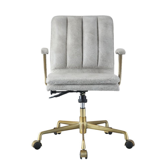 CasaFoyer "Damir High Back Office Chair - Stylish & Functional with Adjustable Lift Height, Lumbar Support, Vintage White Upholstery & Chrome Accents"