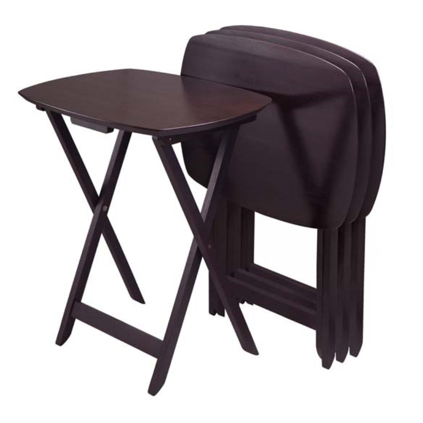 CasaFoyer Chandler Snack Tables - Set of 4 | Foldable & Durable | Espresso Finish | 23.5"W x 17"D x 26"H | Ideal for Parties & Everyday Use