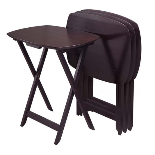CasaFoyer Chandler Snack Tables - Set of 4 | Foldable & Durable | Espresso Finish | 23.5"W x 17"D x 26"H | Ideal for Parties & Everyday Use