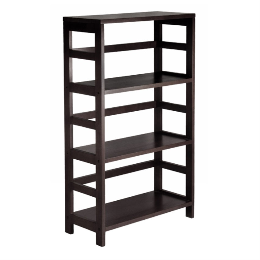 CasaFoyer Espresso 3-Tier Storage Shelf with Solid Wood Construction and 12" Clearance - 25.20"W x 11.22"D x 42"H - Assembly Required