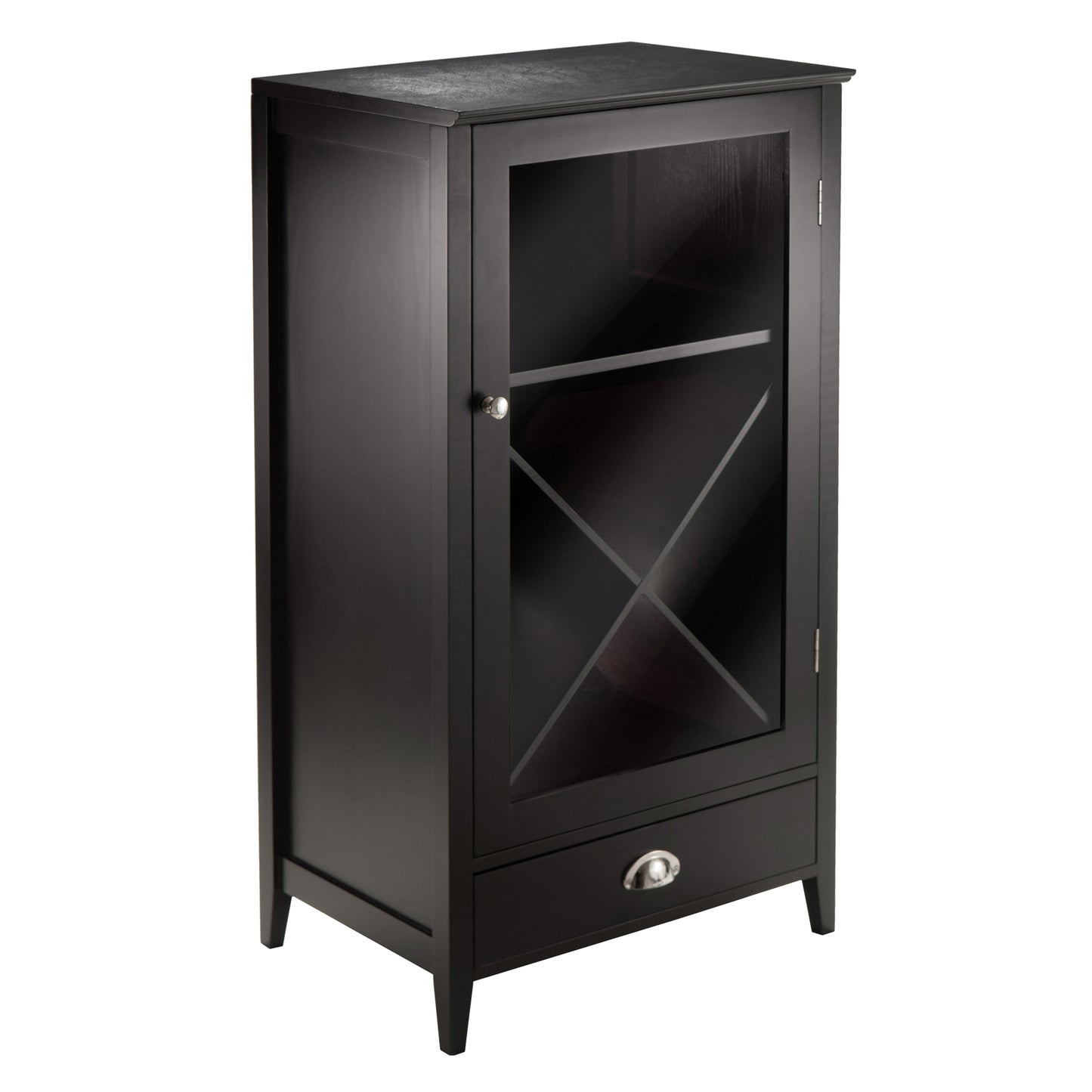 CasaFoyer Bordeaux Modular Wine Cabinet with X Shelf - Stylish & Functional, Holds 24 Bottles, Dark Finish, Clear Glass Door, 22.6"W x 15.75"D x 40"H