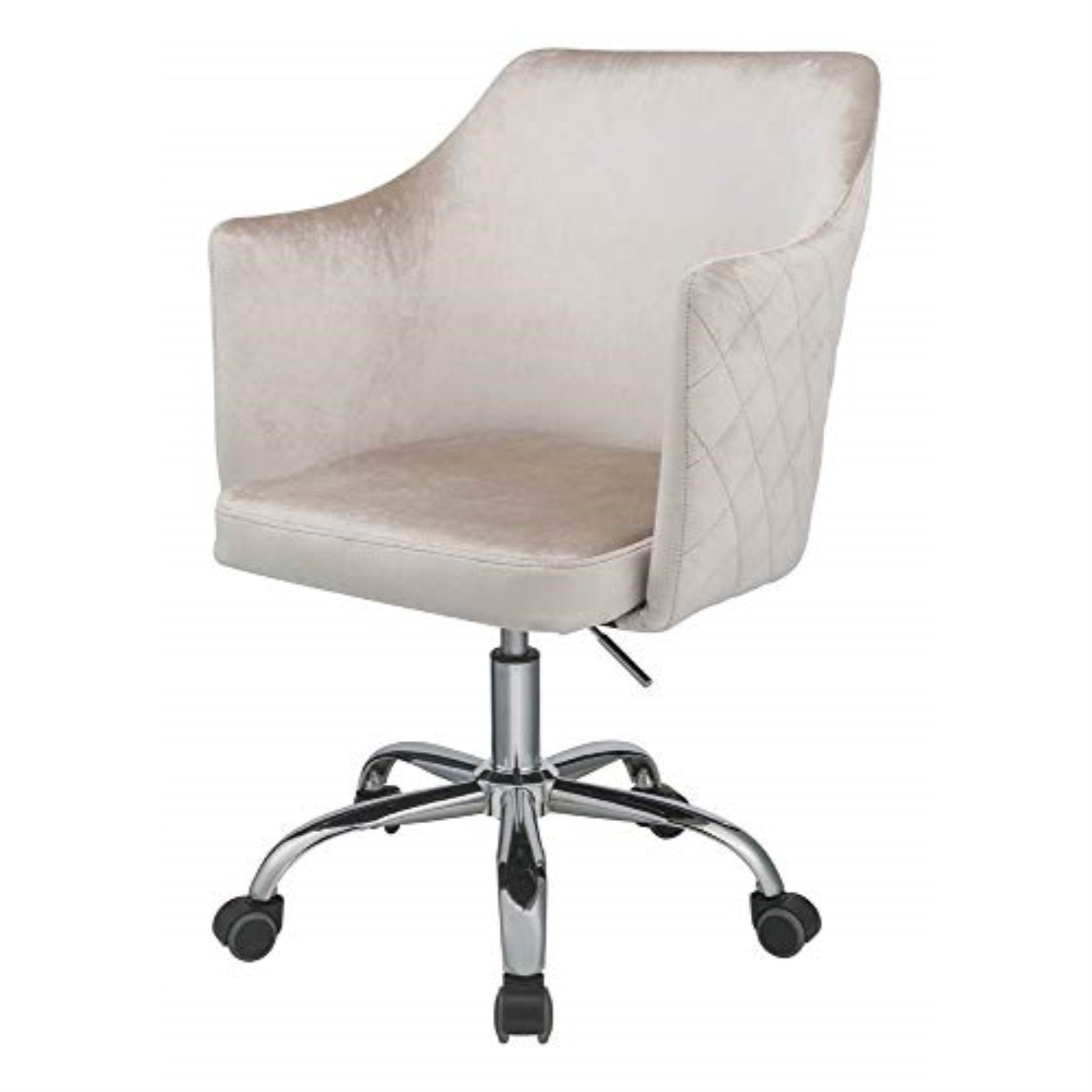 CasaFoyer Sophisticated Cosgair Office Chair - Champagne Velvet & Chrome, High Arms, Velvet Cushion Seat, Adjustable Height, Contemporary Design