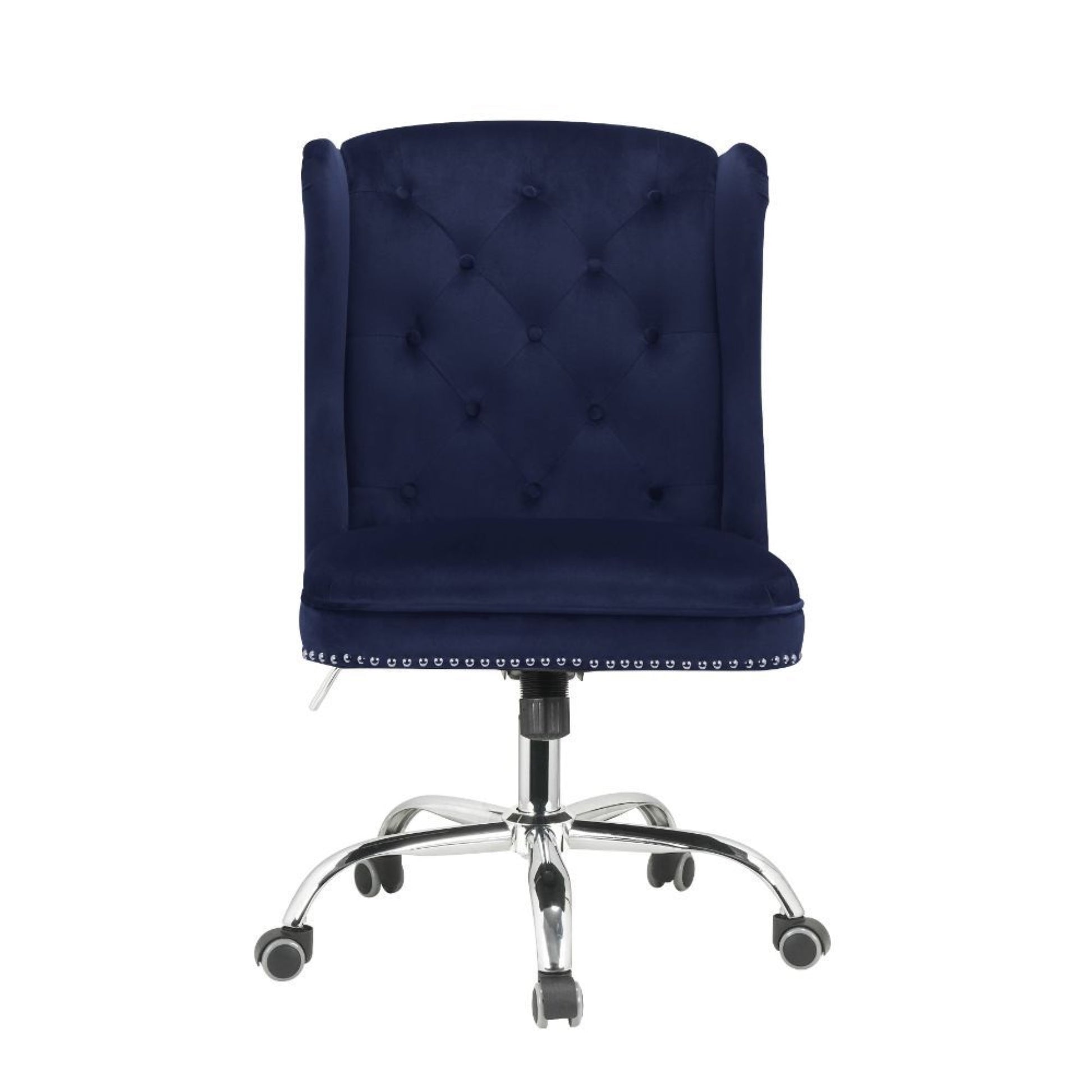 CasaFoyer "Jamesia Wingback Office Chair - Midnight Blue Velvet | Swivel, Adjustable Lift, Elegant Design"