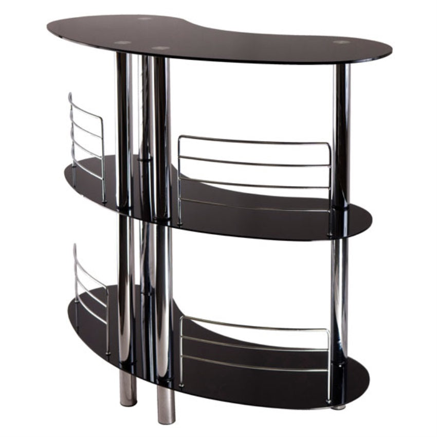 CasaFoyer "Stylish and Practical Martini Entertainment Unit - Tempered Glass Top, Chrome Accents, Ample Storage Space - 47"W x 22.6"D x 41.8"H"