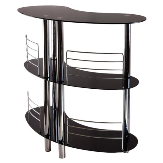 CasaFoyer "Stylish and Practical Martini Entertainment Unit - Tempered Glass Top, Chrome Accents, Ample Storage Space - 47"W x 22.6"D x 41.8"H"