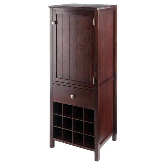 CasaFoyer Wood Brooke Jelly Cupboard - French Country Charm, Ample Storage, 12-Bottle Wine Grid, Walnut Finish - Ideal for Kitchens, Dining Areas, Living Rooms.