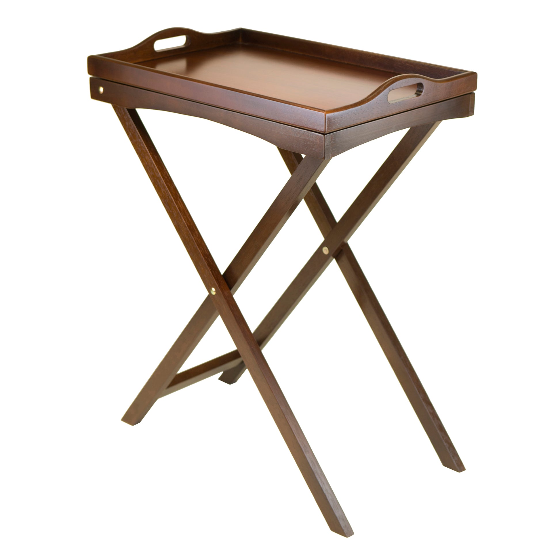 CasaFoyer Devon Butler Folding Tray Table - Versatile & Convenient | Sturdy & Elegant | Extra Serving Space | Easy Storage | Antique Walnut Finish | No Assembly Required | 24.02"W x 14.65"D x 29.53"H