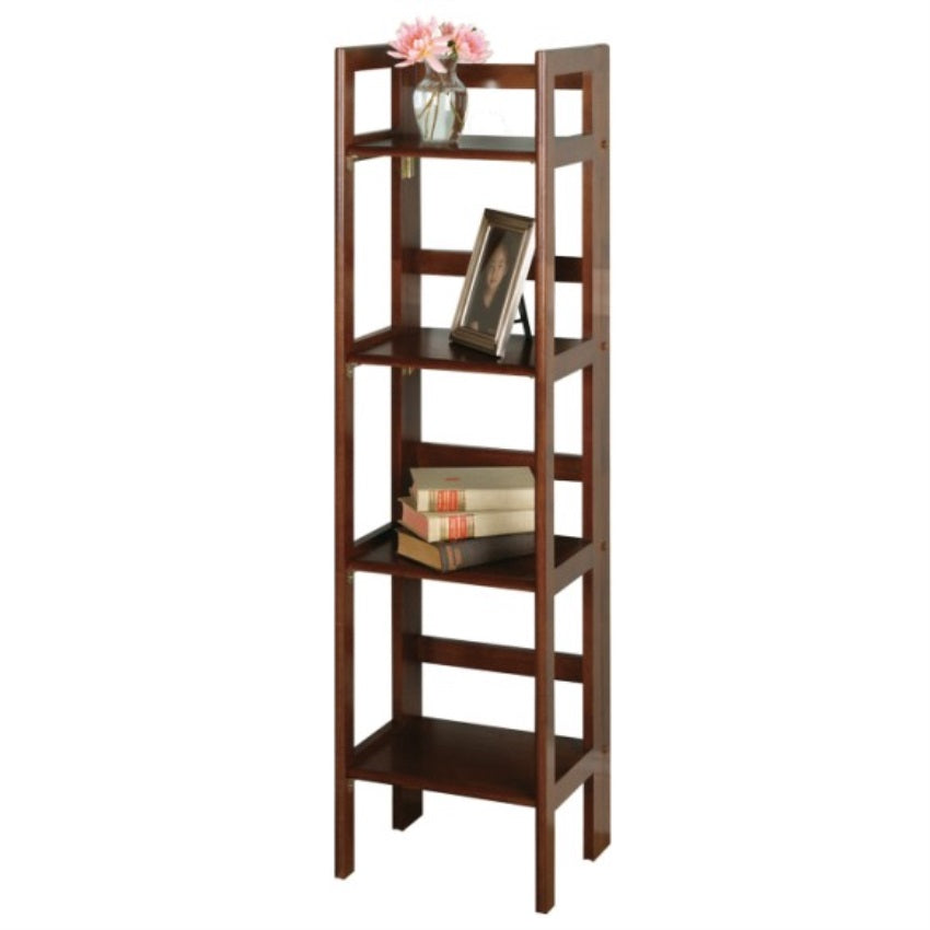 CasaFoyer Terry Folding Bookcase - Versatile 4-Tier Shelf for Bathroom, Kids' Room, or Office - Durable Solid Beechwood - 3 Finishes - Double Stackable - Open Design - 14.02" W x 11.4" D x 51.34" H