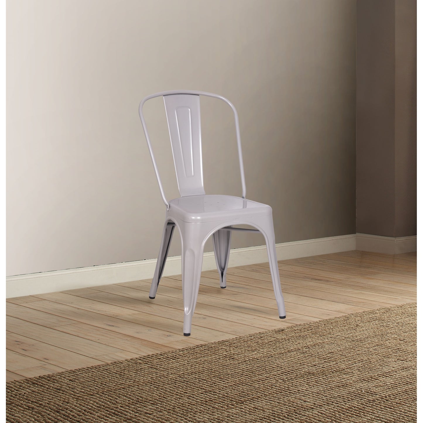CasaFoyer Jakia Side Chair (Set-2) - Silver Finish | 17.32" L x 20.08" W x 32.87" H | Metal Construction | Stackable | Fully Assembled | Acme Furniture