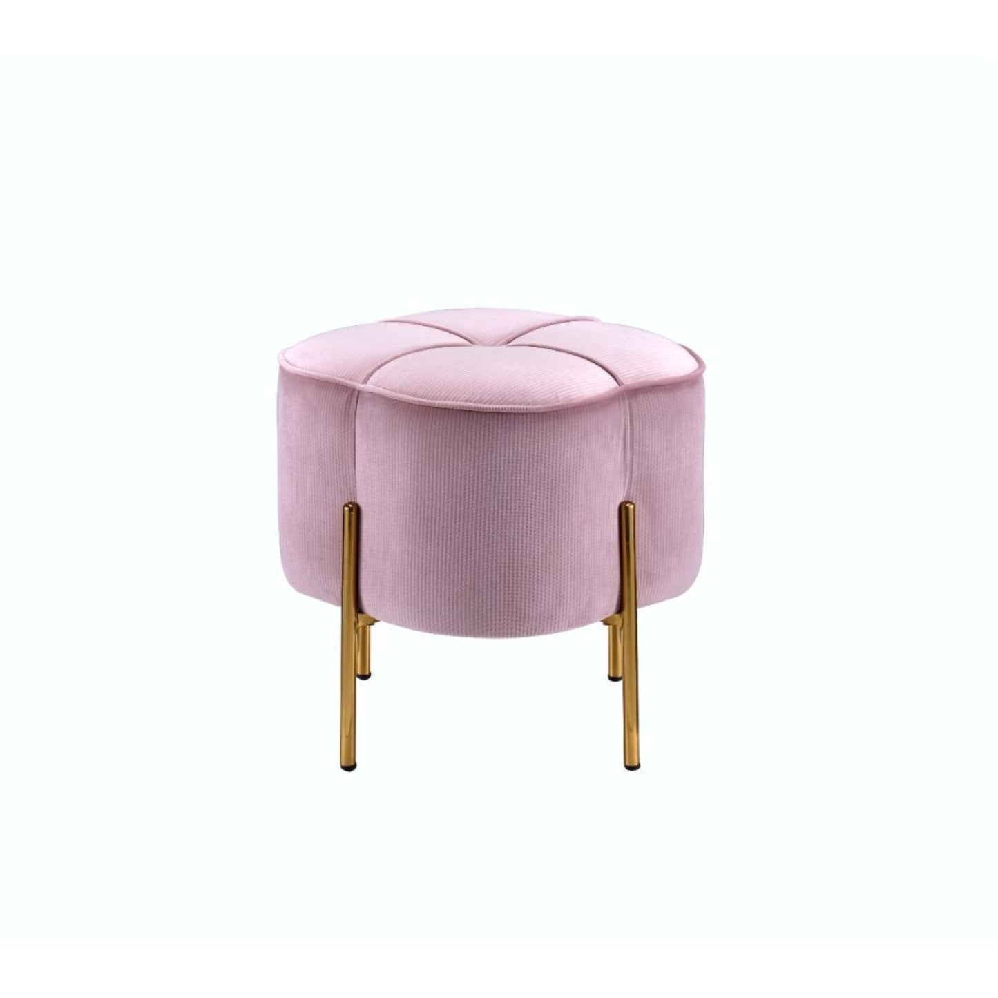 CasaFoyer Bergia Ottoman - Versatile Side Table, Footrest, or Spare Seat - Gold Metal Legs - Velvet Fabric with Ribbed Pattern - Modern and Eye-Catching Design