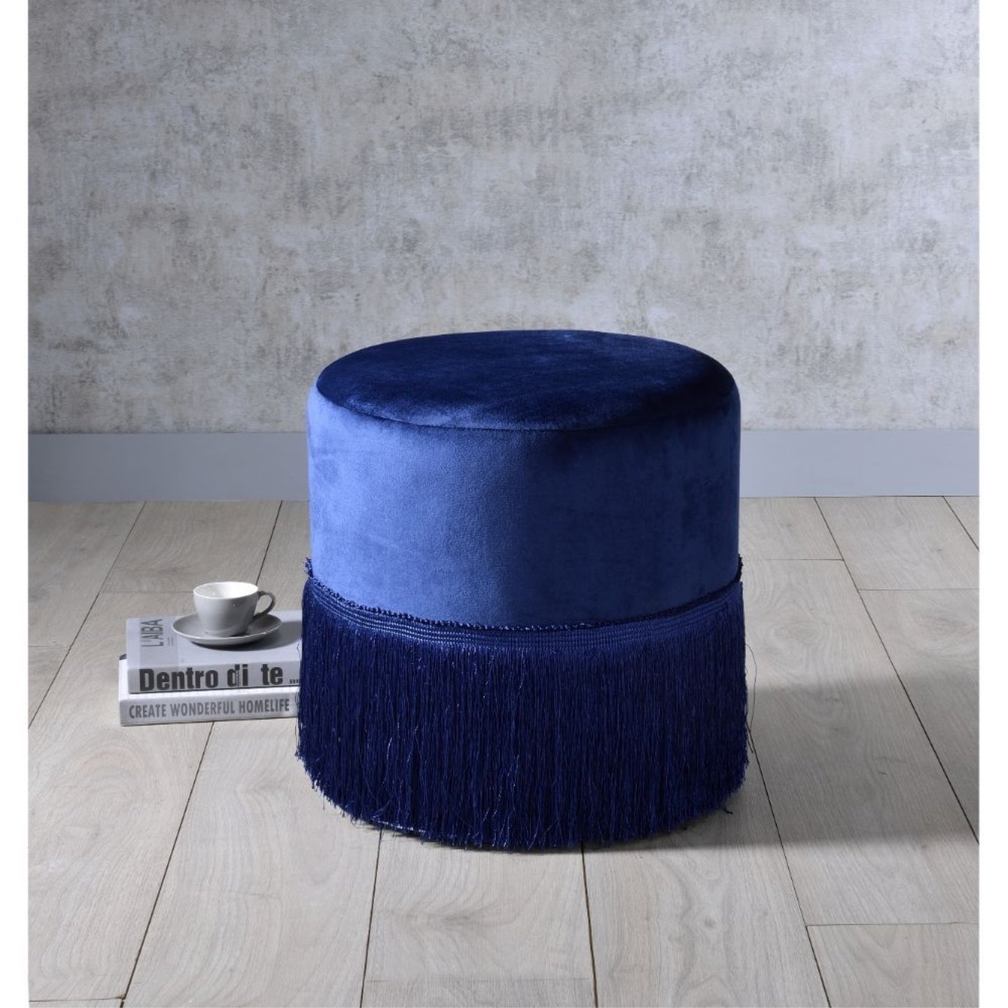 CasaFoyer Clivia Ottoman - Contemporary & Glamorous, Cylindrical Shape for Small Spaces, Multi-functional Footstool, Extra Seating, Side Table, Modern Home Decor