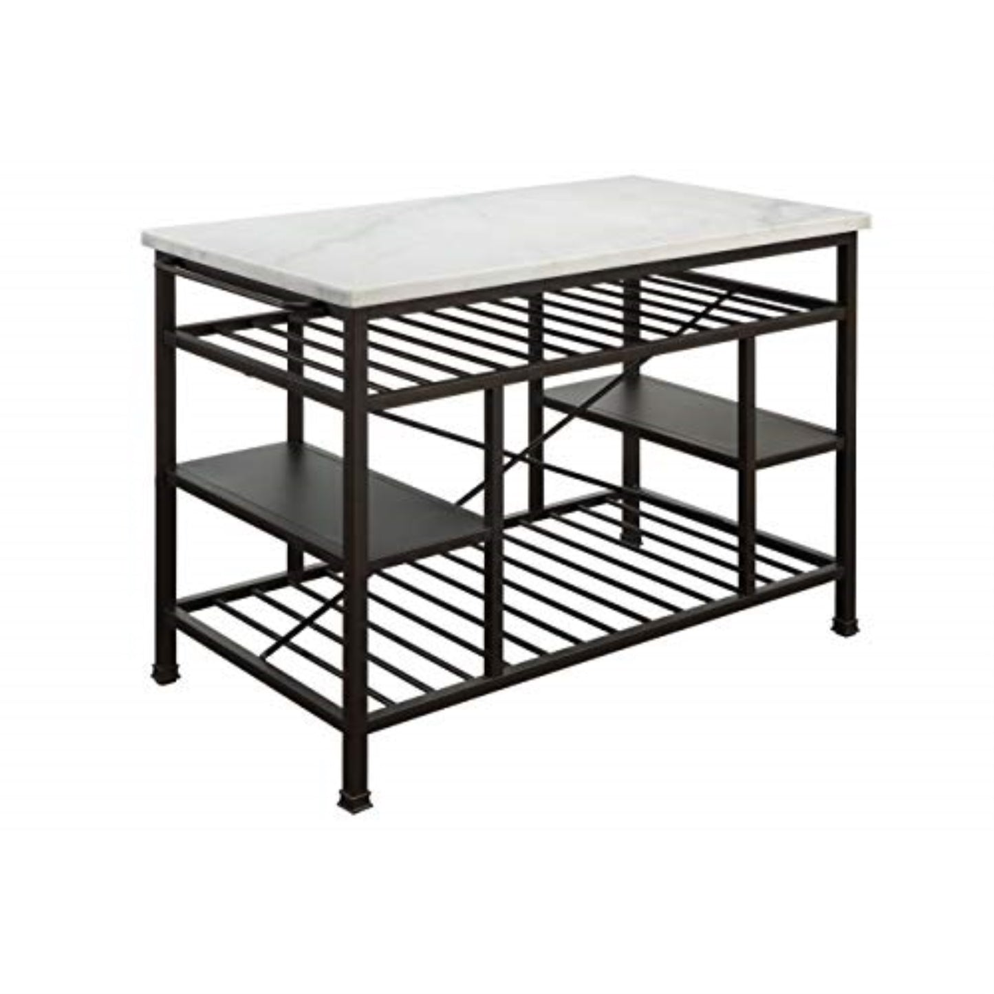 CasaFoyer Lanzo Kitchen Cart - Sleek Design with White Marble Countertop - Durable Metal Construction - Industrial Fittings - Elegant and Practical