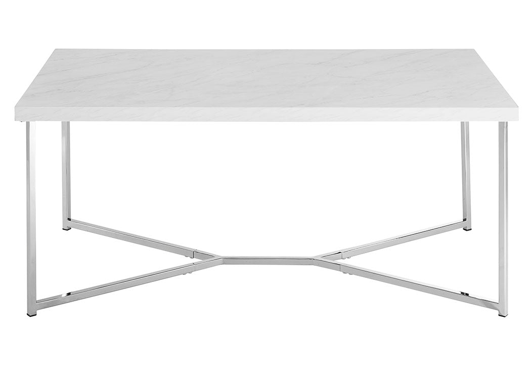 CasaFoyer Mid-Century Modern Y-Leg Coffee Table with Faux Marble Top - Elegant, Minimalist Design, Sturdy Metal Base, Versatile and Functional
