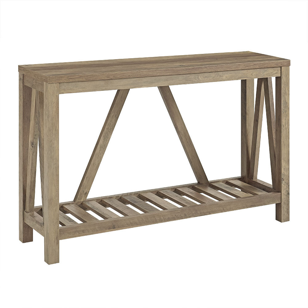 CasaFoyer 52" Rustic Walnut A-Frame Console Table - Spacious Tabletop & Open Shelf - Ideal for Living Room, Entryway, Hallway - High-Grade MDF & Durable Laminate