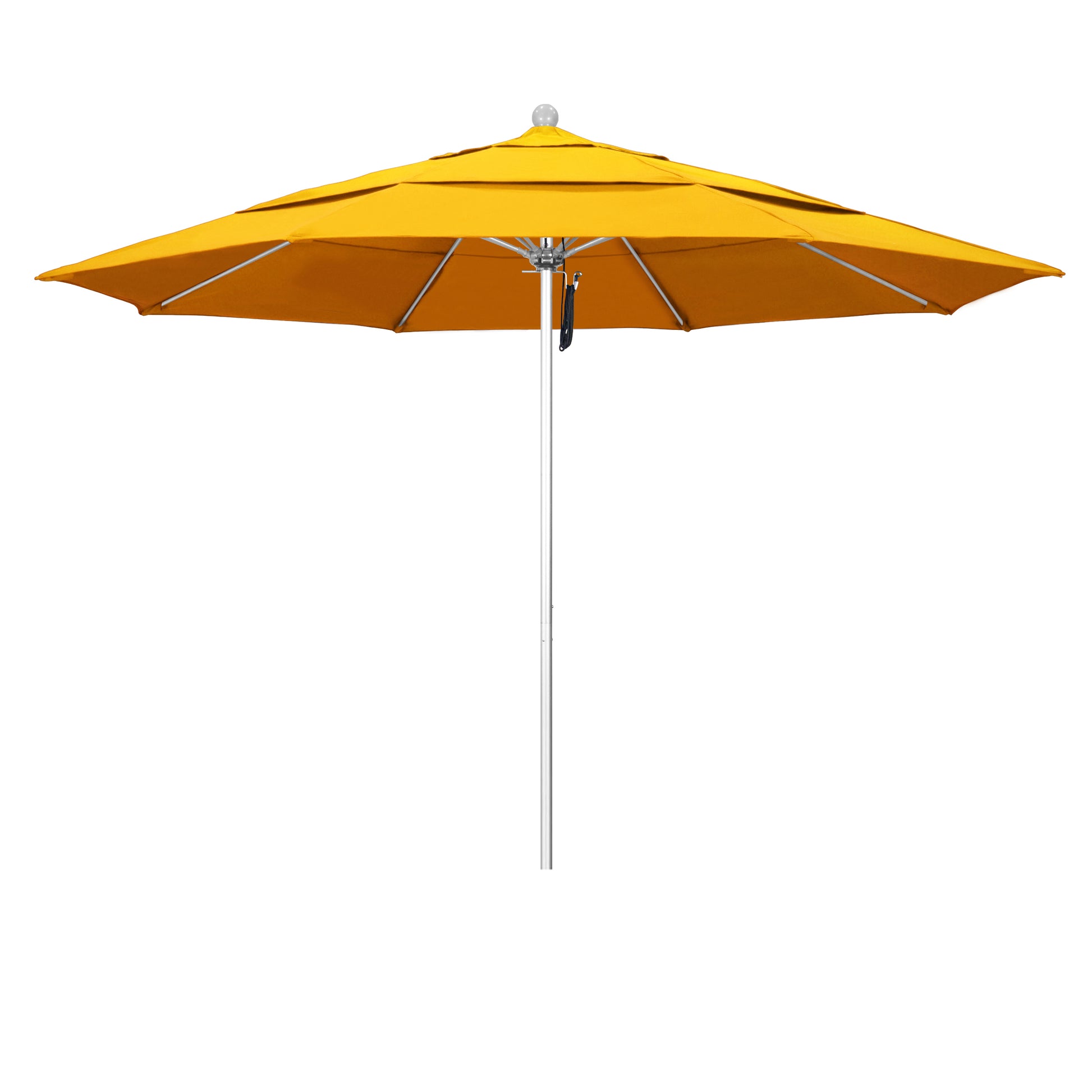 CasaFoyer 11' Commercial Grade Patio Umbrella with Aluminum Frame, Fiberglass Ribs, and Pulley Lift System - 3-Year Warranty, Sunbrella Fabric - Yellow